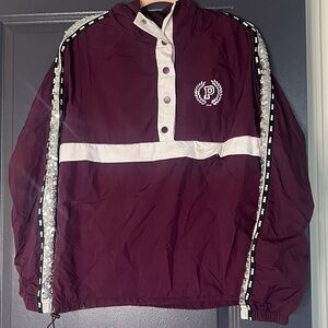 Maroon and White Pullover Jacket